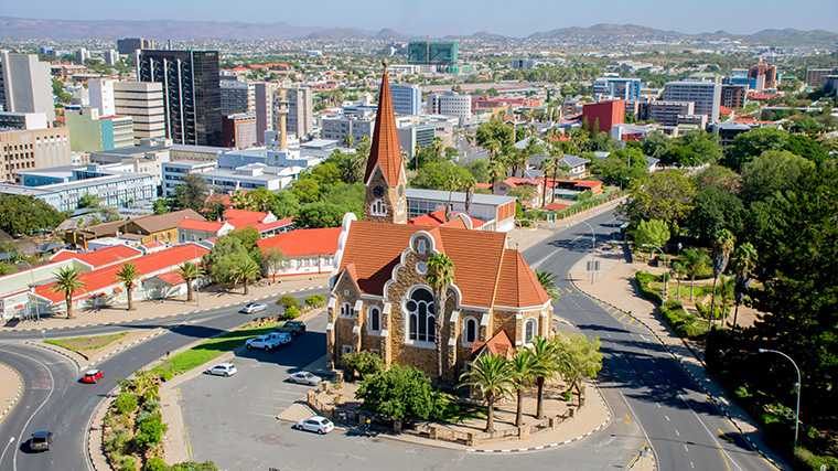 De Christuskirche in Windhoek, Namibië.