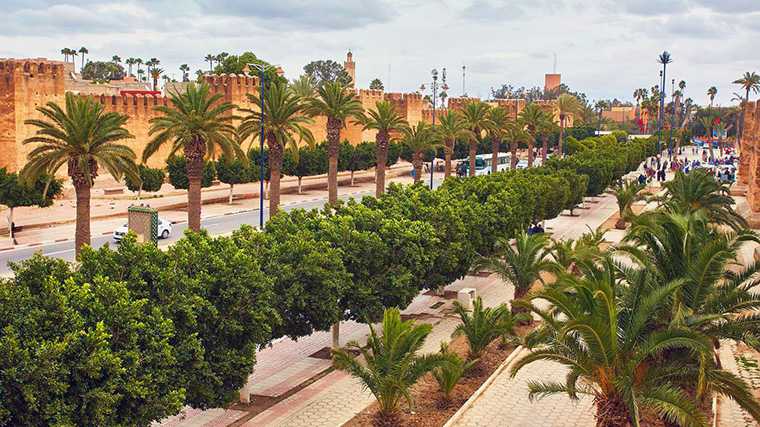 De stadsmuren van Taroudant, Marokko.