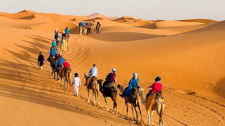 De iconische zandduinen van Erg Chebbi bij Merzouga in Marokko.