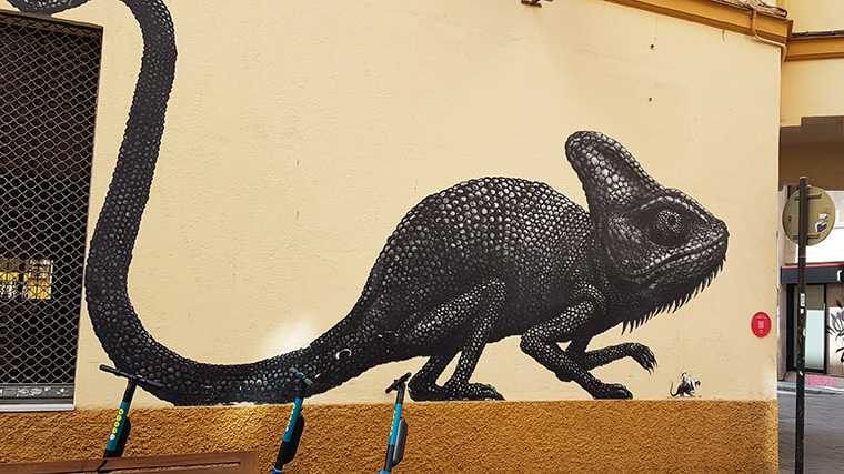 Straatkunst in de wijk Soho in Málaga.