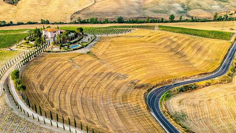 Val d'Orcia, Toscane, Italië.