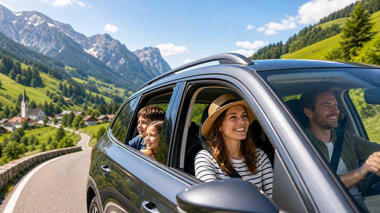 Auto huren voor zomerbestemming in juli.