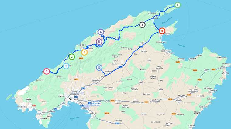Mallorca roadtrip routekaart