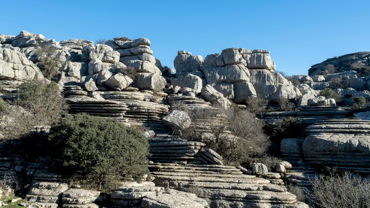 De bijzonder gevormde rotsen in natuurpark El Torcal