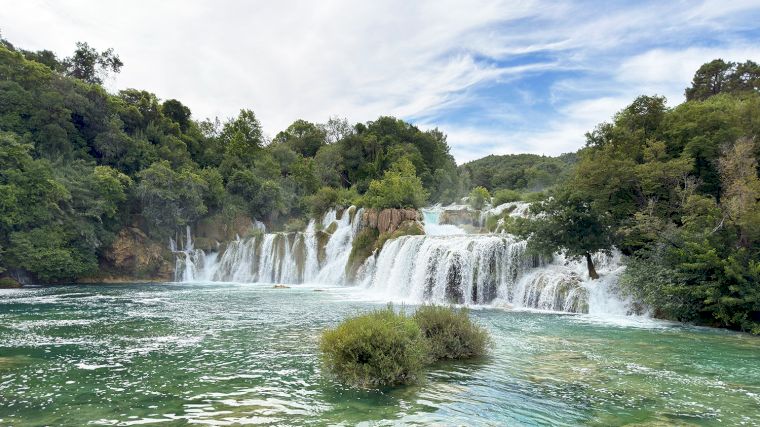 De populairste waterval in Krka Nationaal Park, Skradinski Buk.