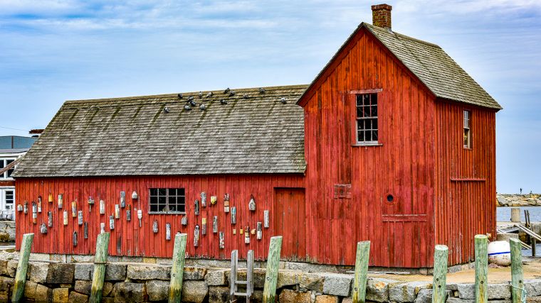 Motif #1 in Rockport staat bekend als het meest geschilderde gebouw in Amerika