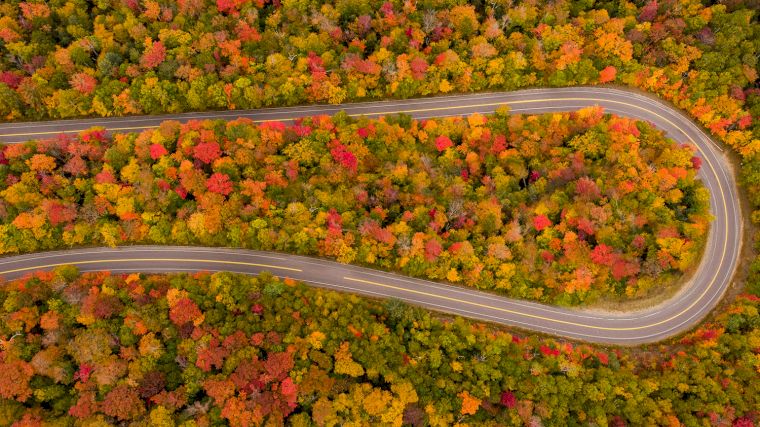 De herfstkleuren langs de Kancamagus Scenic Byway zijn overweldigend.