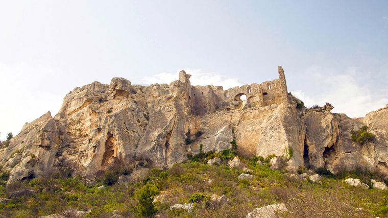 De ruïnes van het kasteel van Les-Baux-de-Provence.