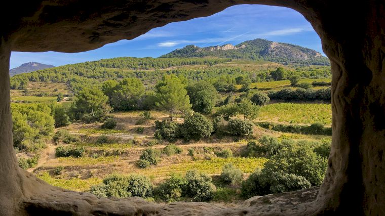 Zicht op Rocher de Rocalinaud in de Provence.