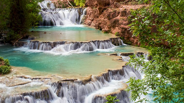 Watervallen in het Havasupai reservaat in Arizona.