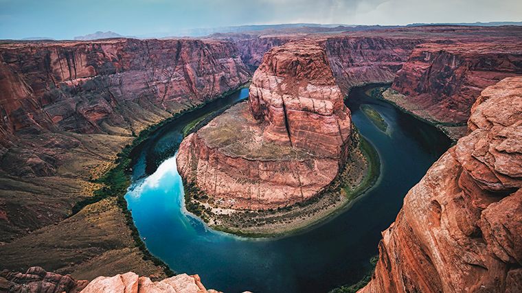 De Horseshoe Bend in de Colorado River bij Page, Arizona.