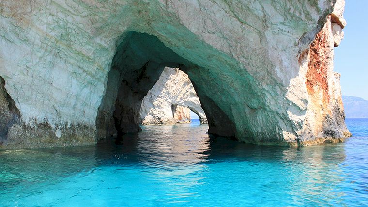 De blauwe grotten van Zakynthos.