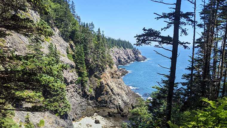 De kust aan de Bay of Fundy in Maine.