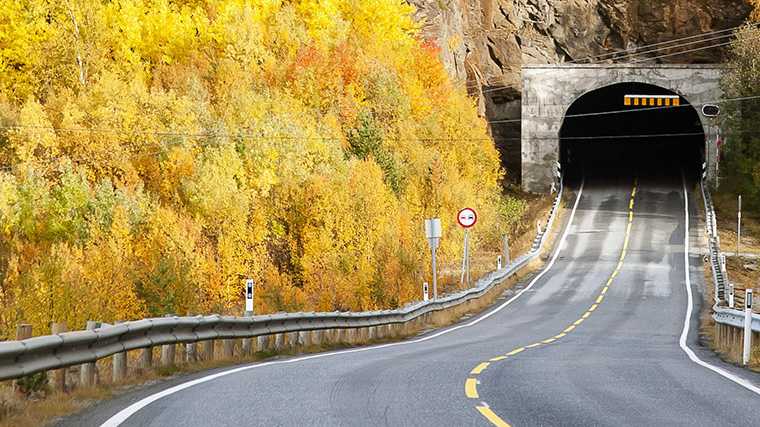 Een wegtunnel in Noorwegen.
