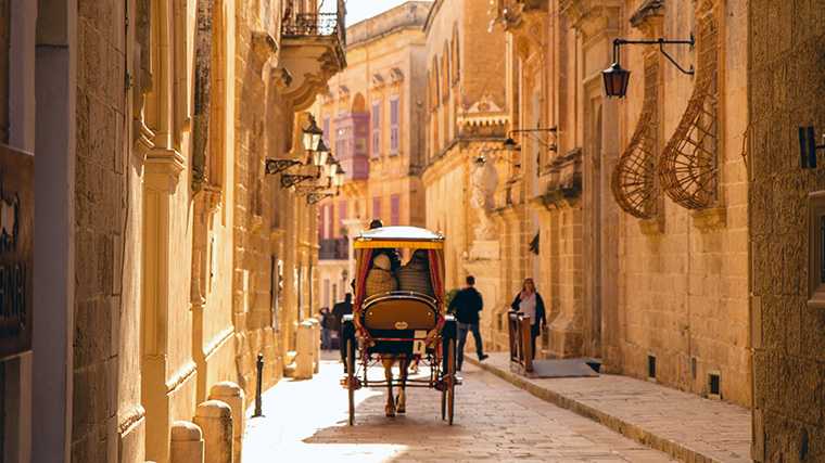 Paardenkoets in Mdina, Malta.
