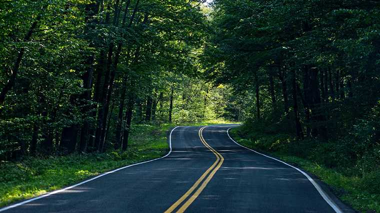 Een weg in de Catskills, New York State.