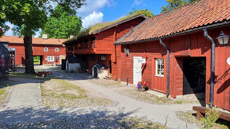 Oude houten huizen in Örebro.
