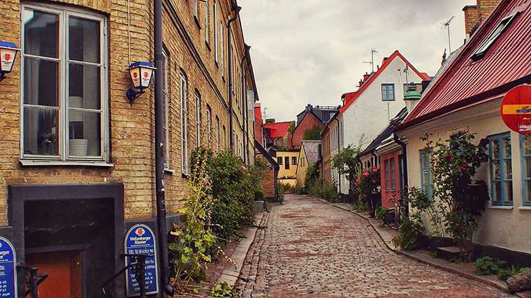 Een straatje in het historische centrum van Lund.